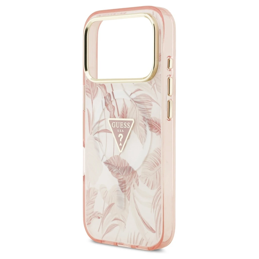 Guess Jungle Tonal Triangle MagSafe tok iPhone 17 Pro Max készülékhez rózsaszín