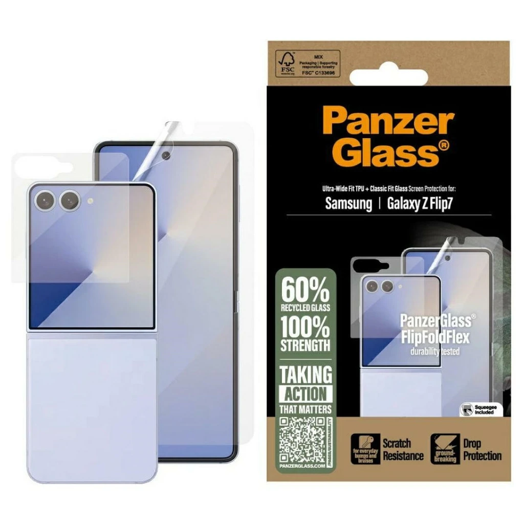 Protective Set PanzerGlass FlipFoldFlex 2-in-1 Classic Fit védőüveg + Ultra-Wide Fit TPU fólia Samsu készülékhez