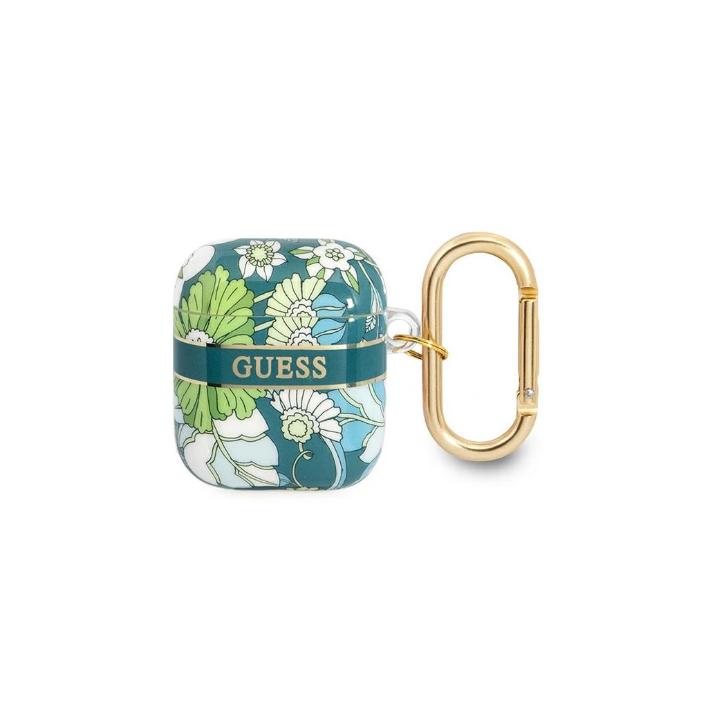 Guess GUA2HHFLN AirPods tok AirPods készülékhez Flower Strap Collection zöld