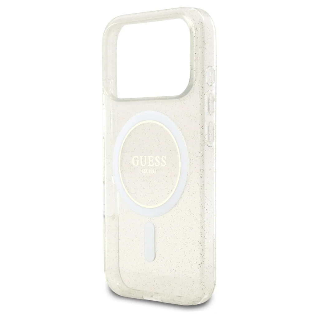 Guess IML Glitter Pearl Strap MagSafe tok iPhone 17 Pro Max készülékhez átlátszó