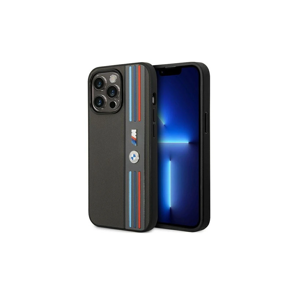 BMW BMHCP14L22PPMA iPhone 14 Pro 6.1 készülékhez tok Tricolor M Collection szürke