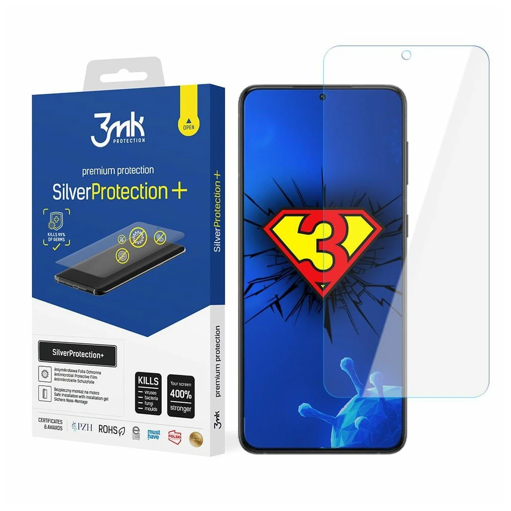 3MK Silver Protect+ S911Wet-Install antimikrobiális fólia – Samsung Galaxy S23 készülékhez