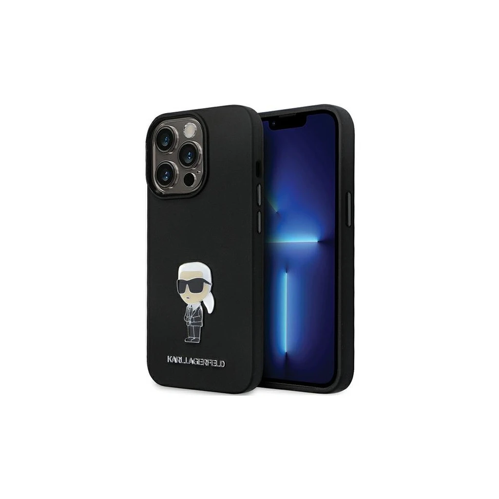 Karl Lagerfeld KLHCP14LSMHKNPK iPhone 14 Pro 6.1 készülékhez szilikon Ikonik fém díszpin fekete