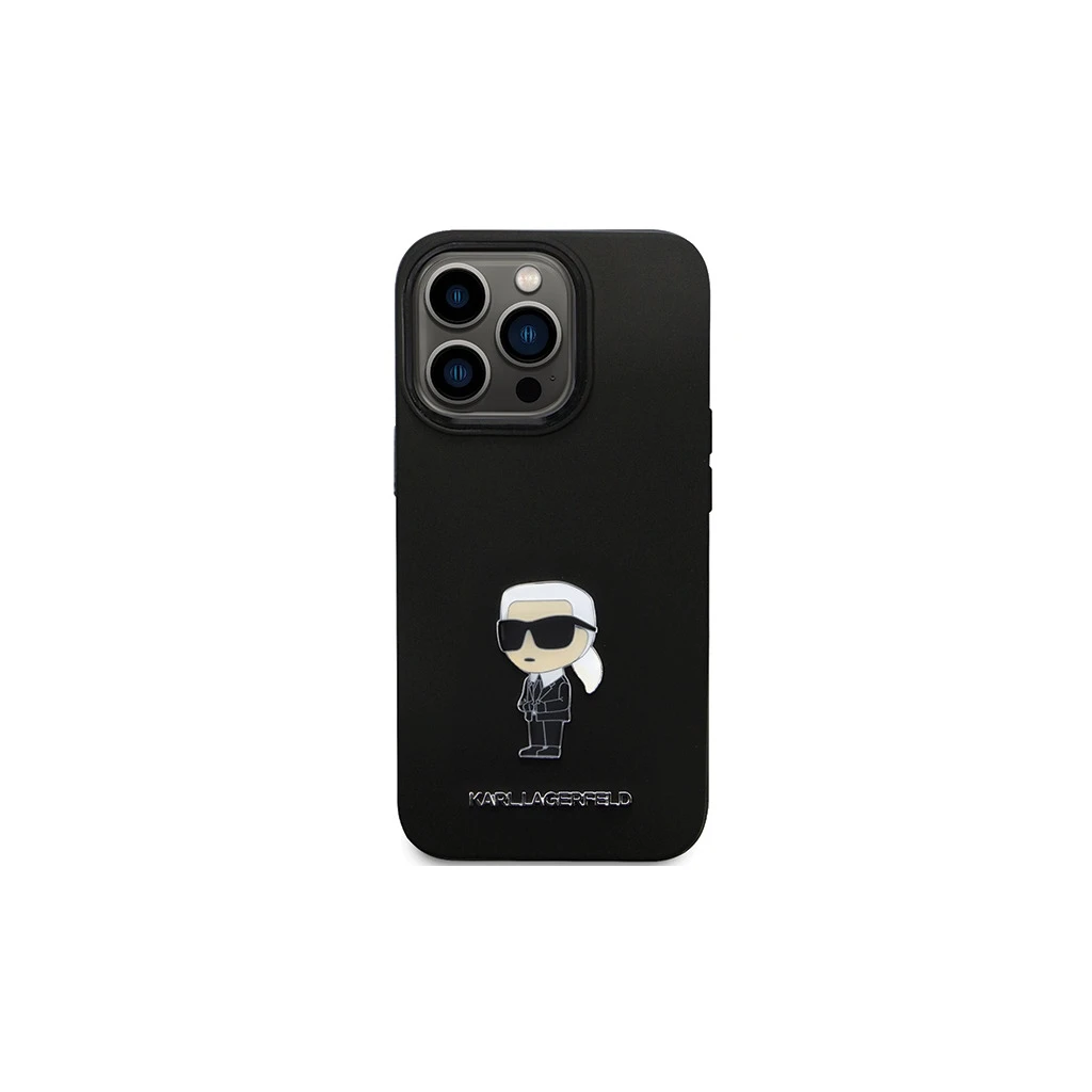 Karl Lagerfeld KLHCP14LSMHKNPK iPhone 14 Pro 6.1 készülékhez szilikon Ikonik fém díszpin fekete