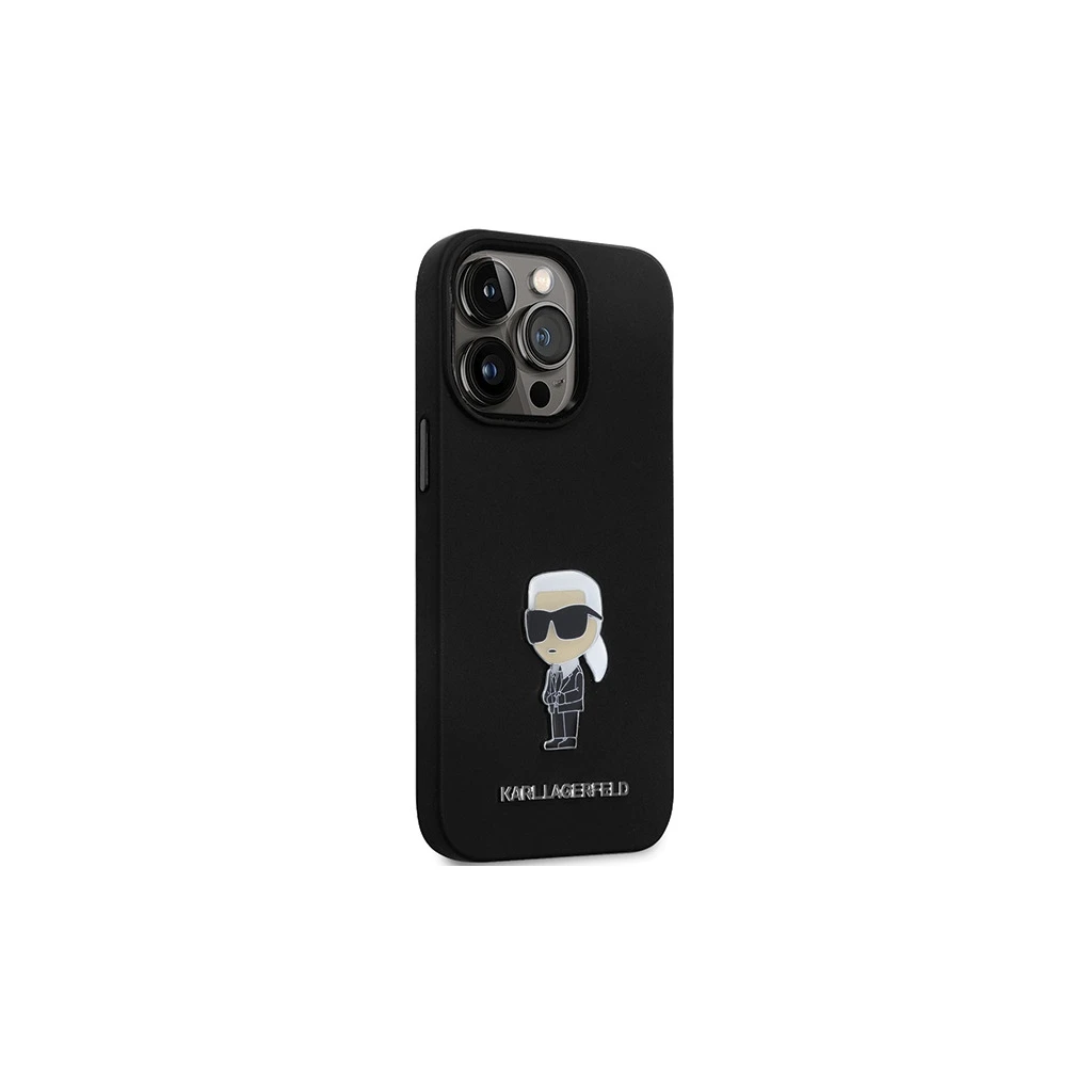 Karl Lagerfeld KLHCP14LSMHKNPK iPhone 14 Pro 6.1 készülékhez szilikon Ikonik fém díszpin fekete